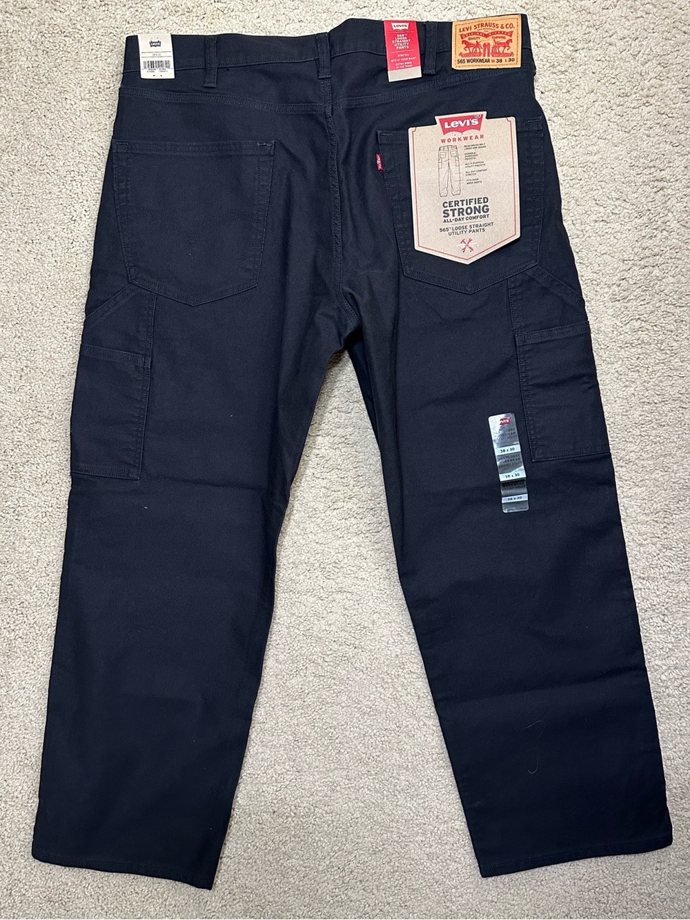 Levi’s 565 Workwear Loose Straight Utility Pants Jeans Men Size 38x30 - Picture 10 of 14